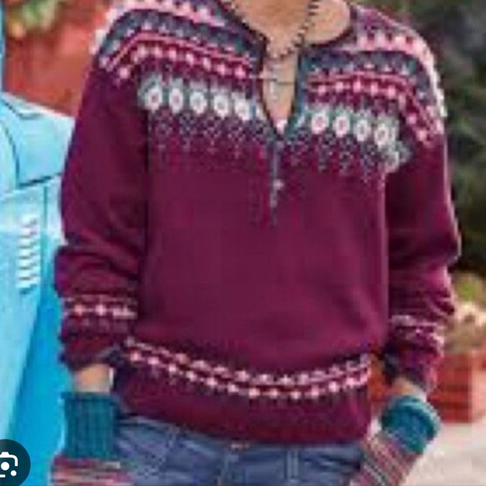 Sundance Innis Fair Isle Henley Sweater